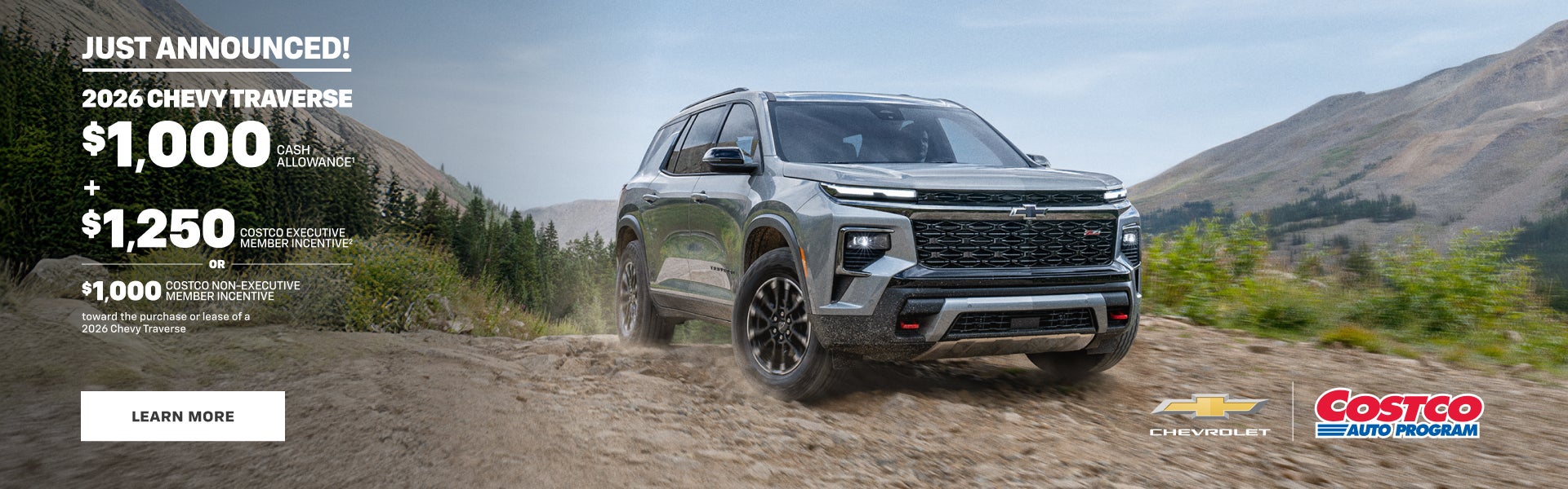 2026 Chevy Traverse. $1,000 CASH ALLOWANCE PLUS $1,250 COSTCO EXECUTIVE MEMBER INCENTIVE OR $1,00...